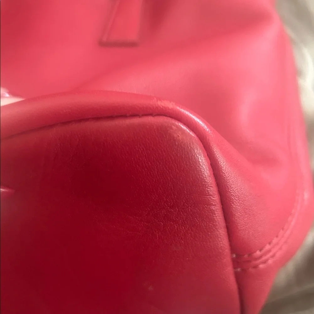 COACH Vintage Red Leather Tote Bag with Gold Accents